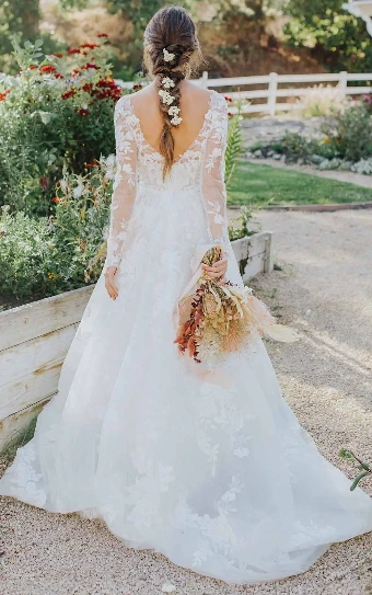 Essense of Australia - OTR Style #D3358 #1 (IV-AL) Ivory Lace Tulle and Regency Organza over Almond Gown / Long / (CQ) Clear Beading and Glitte thumbnail