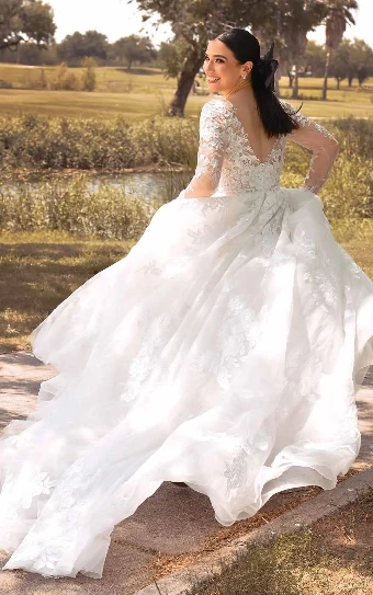Essense of Australia - OTR Style #D3358 #3 (IV-AL) Ivory Lace Tulle and Regency Organza over Almond Gown / Long / (CQ) Clear Beading and Glitte thumbnail