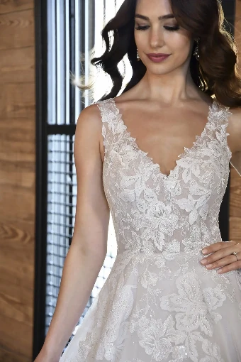 Essense of Australia - OTR Style #D3358 #6 (IV-AL) Ivory Lace Tulle and Regency Organza over Almond Gown / Long / (CQ) Clear Beading and Glitte thumbnail