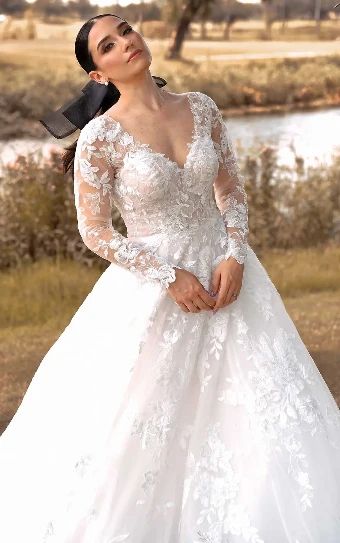 Essense of Australia - OTR Style #D3358 #10 (IV-AL) Ivory Lace Tulle and Regency Organza over Almond Gown / Long / (CQ) Clear Beading and Glitte thumbnail