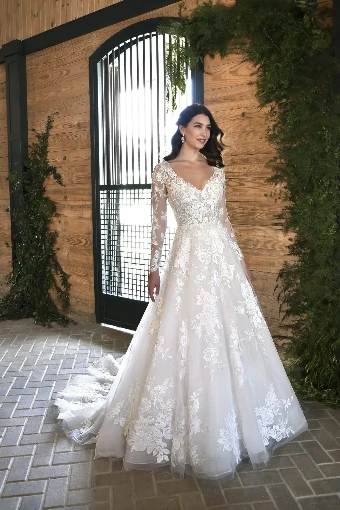 Essense of Australia - OTR Style #D3358 #2 (IV-AL) Ivory Lace Tulle and Regency Organza over Almond Gown / Long / (CQ) Clear Beading and Glitte thumbnail