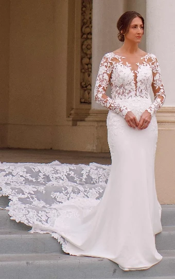 Essense of Australia - OTR Style #D3379 #6 (IV-PL) Ivory Gown w Porcelain Tulle Illusion thumbnail