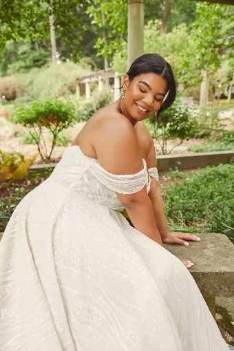 Essense of Australia - OTR Style #D3648 #11 Ivory Patterned Tulle and Organza over Ivory Gown thumbnail