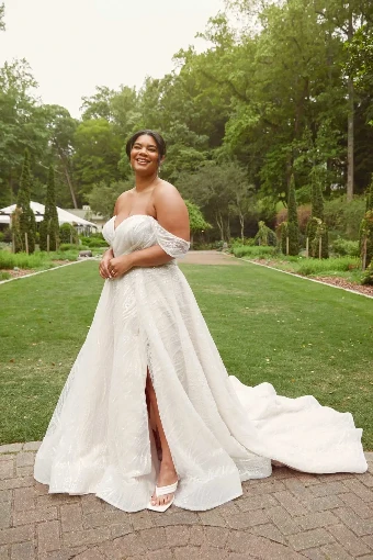 Essense of Australia - OTR Style #D3648 #19 Ivory Patterned Tulle and Organza over Ivory Gown thumbnail
