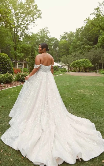 Essense of Australia - OTR Style #D3648 #10 Ivory Patterned Tulle and Organza over Ivory Gown thumbnail
