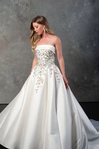 Essense of Australia - OTR Style #D4217 #2 Blue Blush Lace on Ivory Gown thumbnail