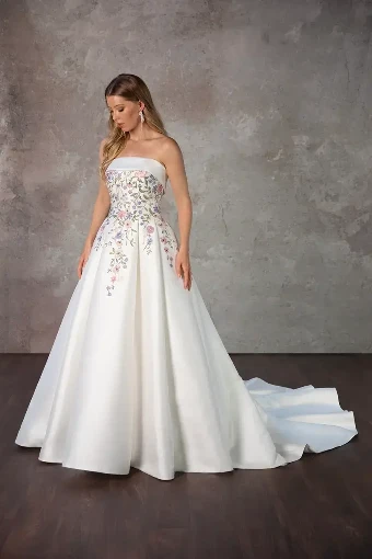 Essense of Australia - OTR Style #D4217 #0 Blue Blush Lace on Ivory Gown thumbnail